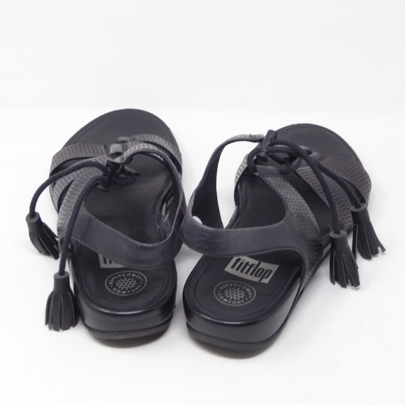 FitFlop Womens Gladdie Perforated Leather Lace-Up Sandals E49-090 Size 10 - Picture 5 of 8